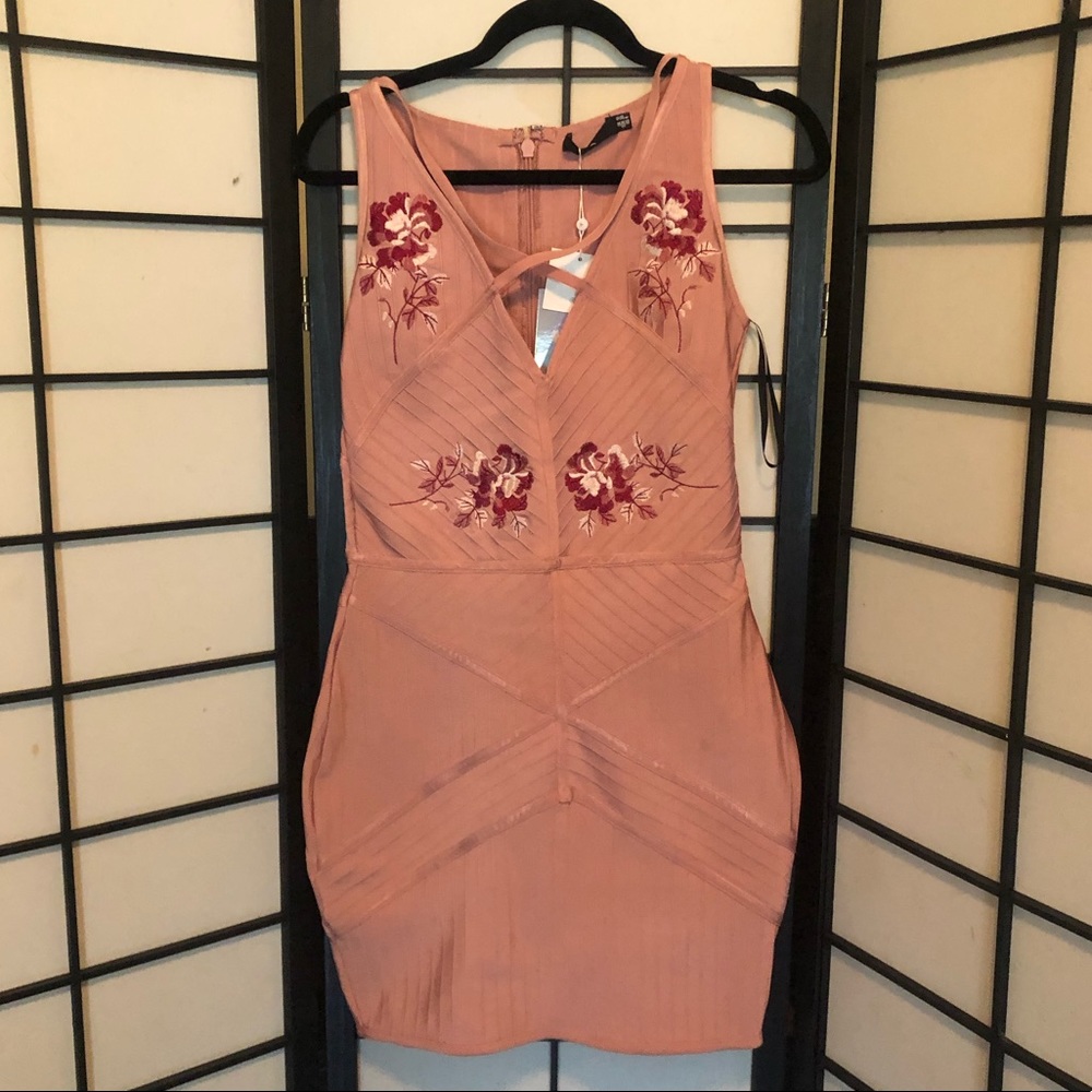 Embroidered bandage dress